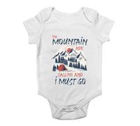Shopagift Mountains are Calling Baby Grow Vest I Must Go Funny Bodysuit Boys Girls