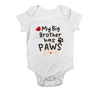 Shopagift My Big Brother Has Paws Dog Baby Vest Bodysuit Gift White