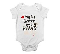 Shopagift My Big Sister Has Paws Cat Baby Vest Bodysuit Gift White