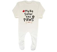 Shopagift My Big Sister Has Paws Dog Baby Sleepsuit Romper Gift (UK, Age, 0 Months, 3 Months) White