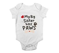 Shopagift My Big Sister Has Paws Dog Baby Vest Bodysuit Gift White