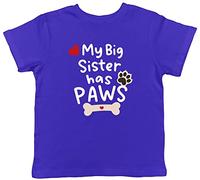 Shopagift My Big Sister Has Paws Dog Childrens Kids T-Shirt Gift Blue