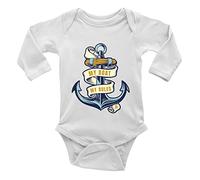Shopagift My Boat My Rules Baby Grow Vest Bodysuit Funny Sailor Sailing Anchor Boys Girls L/S Gift