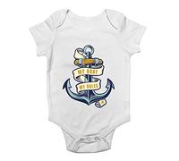 Shopagift My Boat My Rules Baby Vest Funny Sailor Sailing Anchor Bodysuit Gift White