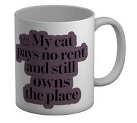 Shopagift My Cat Pays No Rent and Still Owns The Place Mug White 11oz Large Ceramic Cup