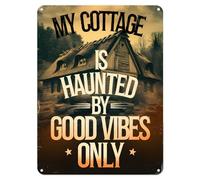 Shopagift My Cottage is Haunted Funny Metal Poster Wall Tin Sign Man Cave Shed Bar Bedroom Home Kitchen - A3