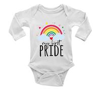 Shopagift My First Pride with Rainbow Clouds Long Sleeve Baby Vest Bodysuit Gift