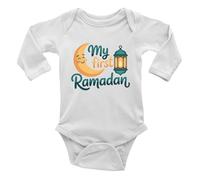 Shopagift My First Ramadan Crescent Moon Lantern Baby Vest Bodysuit Boys Girls L/S