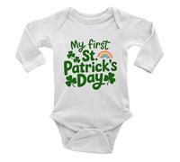 Shopagift My First St Patrick's Day Lucky Clover Rainbow Baby Vest Bodysuit Boys Girls L/S