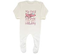 Shopagift My First Summer Holiday Baby Sleepsuit Romper White
