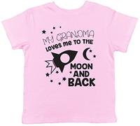 Shopagift My Grandma Loves me to The Moon and Back Cute Childrens Kids Short Sleeve T-Shirt Light Pink