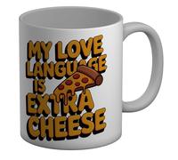 Shopagift My Love Language is Extra Cheese Funny Pizza Mug White 11oz Large Ceramic Cup