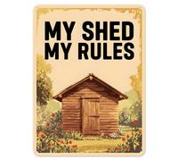 Shopagift My Shed My Rules Funny Metal Poster Wall Tin Sign Man Cave Shed Bar Bedroom Home Kitchen - A5