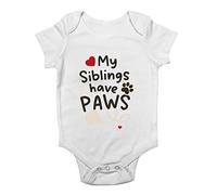 Shopagift My Siblings Have Paws Cat Baby Vest Bodysuit Gift White