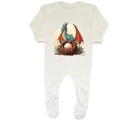 Shopagift Mythical Dragon Baby Romper Fantasy Mystical Nest Egg Boys Girls Gift White