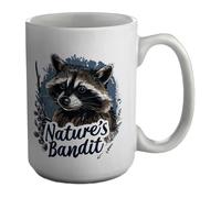 Shopagift Nature's Bandit Mug Funny Vintage Raccoon White 15oz Large Ceramic Cup