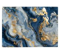 Shopagift Navy Gold Marble Effect Glass Chopping Board Large Kitchen Worktop Saver 39cm x 28cm