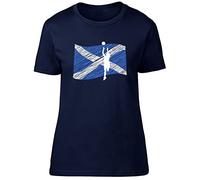 Shopagift Netball Scot Flag Fitted Womens T-Shirt Navy Blue