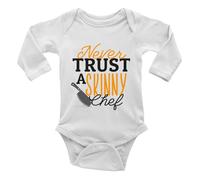 Shopagift Never Trust a Skinny Chef Baby Grow Vest Bodysuit Funny Can't Cook Boys Girls L/S