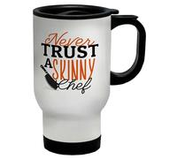 Shopagift Never Trust a Skinny Chef Travel Mug Funny Can't Cook Stainless Steel 14oz Cup