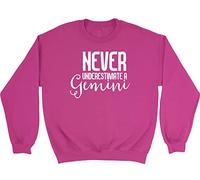 Shopagift Never Underestimate a Gemini Kids Childrens Jumper Sweatshirt Gift Pink