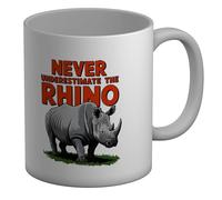 Shopagift Never Underestimate The Rhino Power Strength Mug White 11oz Large Ceramic Cup