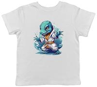Shopagift Ninja Dinosaur Kids T-Shirt Karate Martial Arts Judo Childrens Tee Gift White