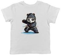 Shopagift Ninja Panda Kids T-Shirt Karate Martial Arts Judo Childrens Tee Gift White