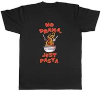Shopagift No Drama Just Pasta Mens T-Shirt Spaghetti Bolognese Marinara Tee Black