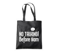 Shopagift No Talking Before 9am Silence Joke Tote Shopping Beach Bag 10 Litres Capacity - 42cm x 38cm