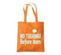 Shopagift No Talking Before 9am Silence Joke Tote Shopping Beach Bag 10 Litres Capacity - 42cm x 38cm