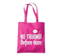 Shopagift No Talking Before 9am Silence Joke Tote Shopping Beach Bag 10 Litres Capacity - 42cm x 38cm