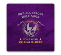 Shopagift Not all Heroes wear Capes 2 Pack Coasters Some wear Welding Helmets - 9cm x 9cm
