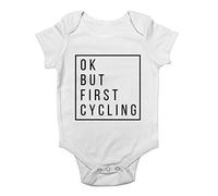 Shopagift Ok but First Cycling Baby Grow Vest Bodysuit White