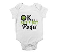 Shopagift Ok But First Padel Tennis Racket Sport Game Baby Grow Vest Bodysuit Boys Girls