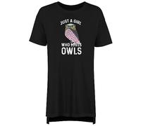 Shopagift Owls Women's Nightie Just a Girl who loves Owls Night Shirt Black