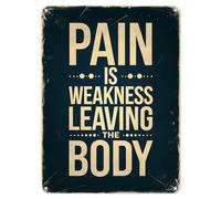 Shopagift Pain is Weakness Gym Fitness Metal Poster Wall Tin Sign Man Cave Shed Bar Bedroom Home Kitchen - A4