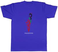 Shopagift Palestine Mens T-Shirt Arabic Gaza Map Tee Blue