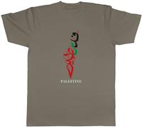 Shopagift Palestine Mens T-Shirt Arabic Gaza Map Tee Grey