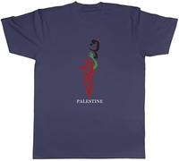 Shopagift Palestine Mens T-Shirt Arabic Gaza Map Tee Navy Blue