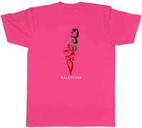 Shopagift Palestine Mens T-Shirt Arabic Gaza Map Tee Pink