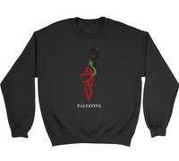 Shopagift Palestine Sweatshirt Arabic Gaza Map Unisex Jumper Black