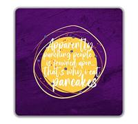Shopagift Pancake Day 2 Pack Coasters Funny Punching People Eat Pancakes Gift - 9cm x 9cm