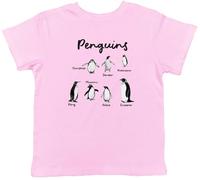 Shopagift Penguins of The World Kids T-Shirt National Penguin Day Childrens Tee Boys Girls Light Pink