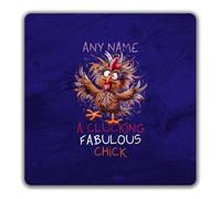 Shopagift Personalised A Clucking Fabulous Chick Funny Joke 2 Pack Coasters - 9cm x 9cm