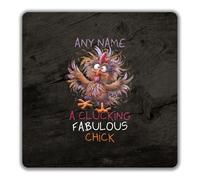 Shopagift Personalised A Clucking Fabulous Chick Funny Joke 2 Pack Coasters - 9cm x 9cm