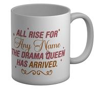 Shopagift Personalised All Rise for the Drama Queen Funny Mug White 11oz Large Ceramic Cup
