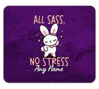 Shopagift Personalised All Sass No Stress Any Name Bunny Mouse Mat Pad 24cm x 19cm