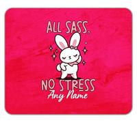 Shopagift Personalised All Sass No Stress Any Name Bunny Mouse Mat Pad 24cm x 19cm
