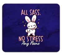 Shopagift Personalised All Sass No Stress Any Name Bunny Mouse Mat Pad 24cm x 19cm